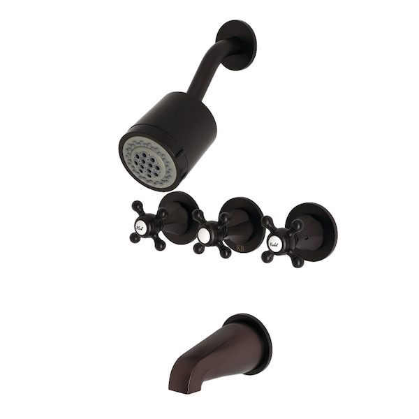 Kingston Brass KBX8135BX Three-Handle Tub and Shower Faucet, Oil Rubbed Bronze KBX8135BX - main